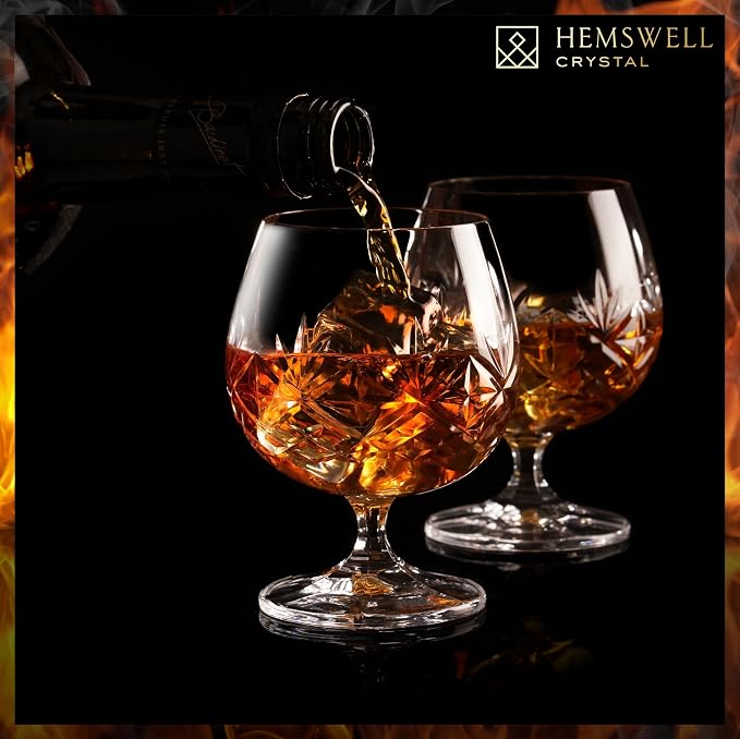 Brandy Snifter Single Cognac Glass - Small Brandy Snifters for Brandy or Whiskey - Cognac Balloon Glass Crystal 8.5oz - Glenrigg Design | Cognac Balloon Glass - European Crystal - 8.5oz - Glenrigg Design