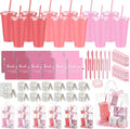 Nuogo 12 Sets New Parent Shower Prizes for Player Winners Adult, Wedding Bridal Shower Gift, Plastic Tumbler Notebook Scented Candle Ballpoint Pen Bag (Gradient Pink,Classic Style)