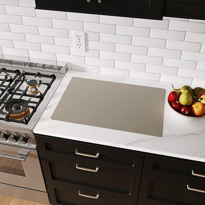 GASARÉ, Extra Large, Thick, Silicone Mat for Kitchen Counter, Heat Resistant Mat, Countertop Protector, Non-Slip, Easy to Clean, Cuttable, 25 x 17 Inches, Taupe