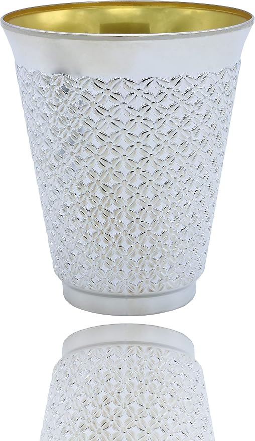 Exquisite 5.5 oz Disposable Plastic Kiddush Cup and Tatz Silver Cup and Saucer Set for Passover, Shabbat, Wedding, Brit and Year Round -10 Count - 5 Sets (Pack of 2)