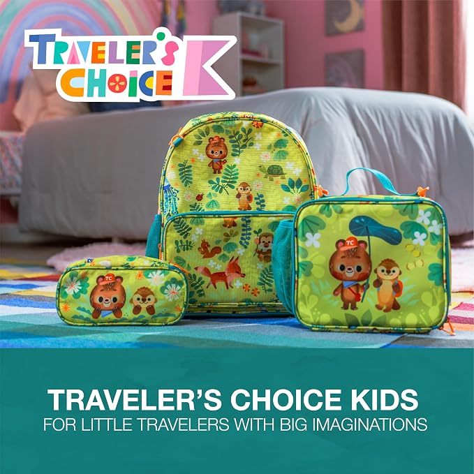 Traveler's Choice Kids JoJo the Bear's School Adventure, Jungle, Lunch Bag (8.5 x 10 x 4)