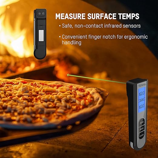 Taylor TruTemp Dual Instant Read Infrared Meat and Food Thermometer, Digital for Cooking, IPX5 Splash Proof Design, Plus Meat Probe for BBQ, Kitchen, Smoker, and Grilling, Gray
