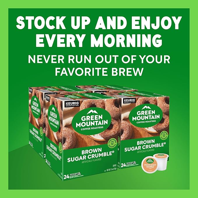 Green Mountain Coffee Roasters Brown Sugar Crumble Keurig Single-Serve K-Cup Pods, Medium Roast Coffee, 96 Count (4 Packs of 24)