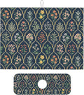2Pcs Dish Drying Mats Faucet Mats Sets Large Size Coffee Mats Sink Faucet Mat Splash Guard for Kitchen Counter Bathroom Sink Coffee Bar Kitchen Decor (Vintage Flowers, 18"x24" 15" x 5.5"Set)