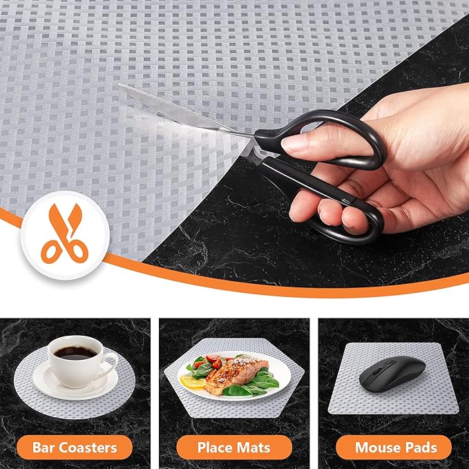 Shelf Liners for Kitchen Cabinets Refrigerator Liners Waterproof & Oil-Proof Kitchen Cupboard Liner Non-Slip Drawer Mats EVA Material Non Adhesive Fridge Liner for Shelves (23.6 x 236.2 inches, Clear)