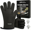 KITCHEN PERFECTION XL Silicone Oven & Griddle Gloves -Extreme Heat Resistant BBQ & Grilling Gloves -Handle Hot Food Right on Your Griddle |Waterproof Oven Mitts Grill Gloves |Superior Set+3 Bonuses