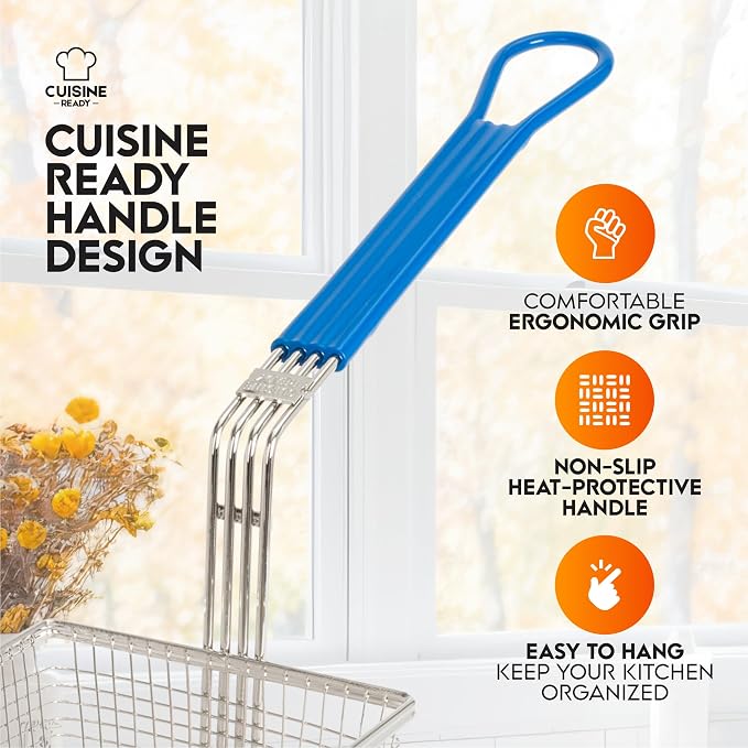 Deep Fryer Basket | 2-Pack | Commercial Fry Basket with Handle | 13.25" x 6.5" x 5.9" | Heavy Duty Restaurant Quality