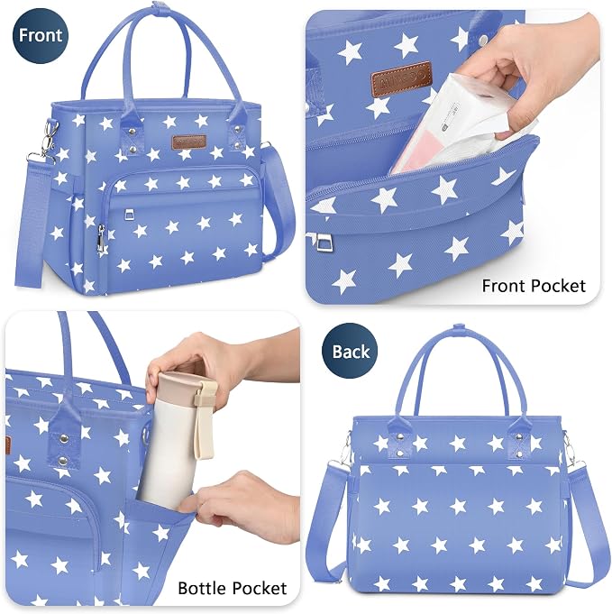 MIYCOO Lunch Bag Lunch Box Women - Leakproof Insulated Lunch Cooler Bag for Women - Large Lunch Tote Bags Adults, Blue Pentagram