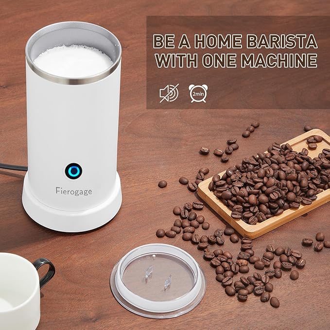 Milk Frother, Electric Milk Steamer, 8.4oz/250ml Automatic Hot and Cold Foam Maker and Milk Warmer for Latte, Cappuccinos, Macchiato, 550W (White)