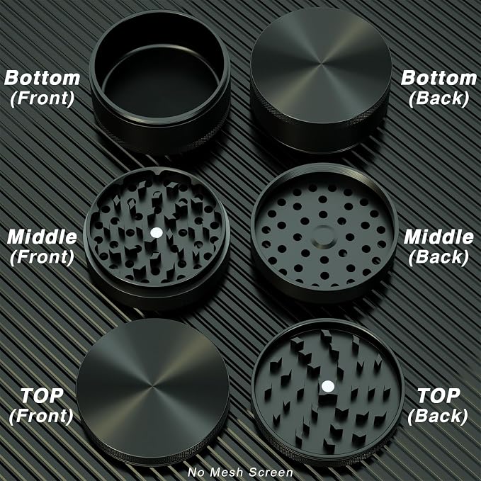 3 Inch Spice Grinder with Storage Compartment, Essential Kitchen Tool(Aluminum Alloy, Black)