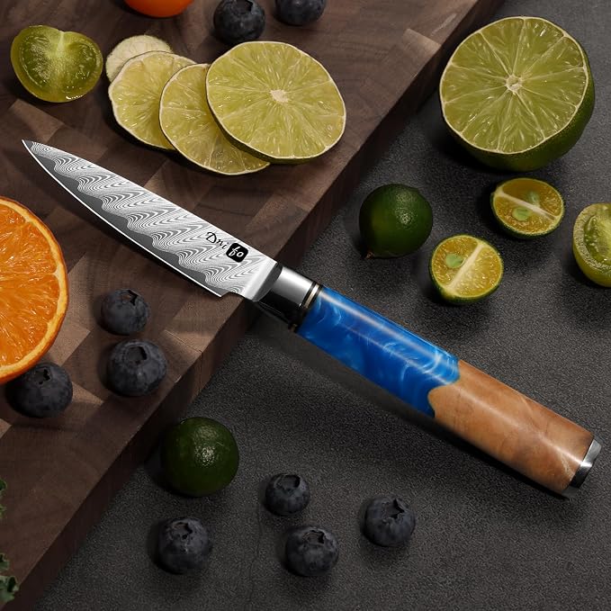Kitchen Knife Set of 3,Damascus VG10 Steel,Ocean Blue Handle Series