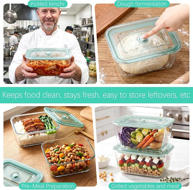 Blushtier 2 Pack 103 Oz/3000ml Extra Large Borosilicate Glass Food Containers with Airtight Lid, Baking Meal Prep Container Leakproof Glass Food Storage for Family Microwave Safe