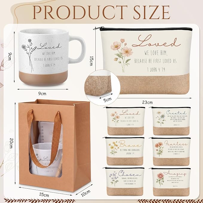 30 Pcs Christian Religious Gifts for Women Inspirational Gift Set Include Notebook Mug Makeup Bag Pen and Gift Bag for Easter Mothers Day Graduation Biblical Present
