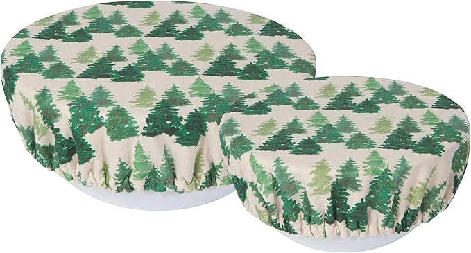 Now Designs Woods Save It Reusable Cotton Bowl Covers 7.5 and 9.25 inch, Set of 2