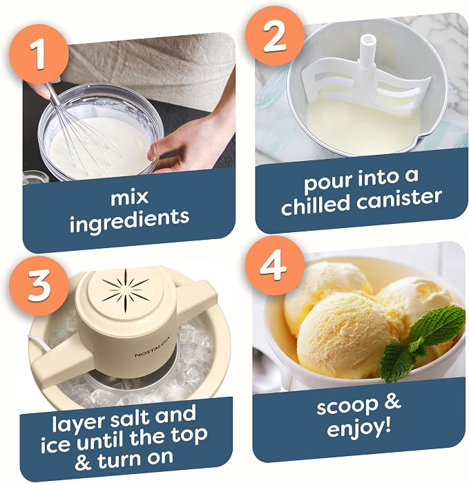 Nostalgia Electric Ice Cream Maker With 6 Qt Capacity - Old Fashioned Ice Cream Machine Makes Frozen Yogurt or Gelato in Minutes- Vintage Wooden Style Ice Cream Maker with Aluminum Canister