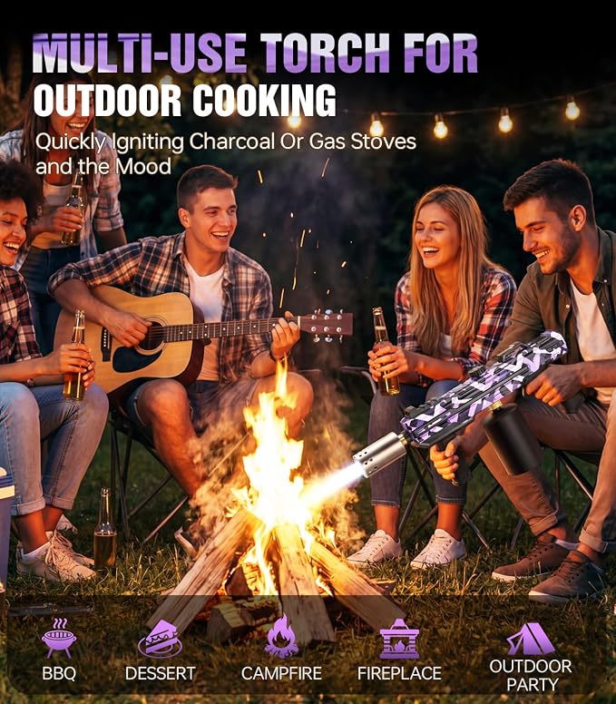 Powerful Propane Torch Gun, Kitchen cooking Torch lighter with Adjustable Flame, Flame Thrower Gun Butane Torch for Searing Steak, BBQ, Campfire, Fireplace (Tank Not Included)(Graffiti)