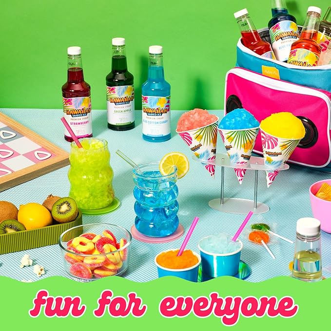 Hawaiian Shaved Ice Strawberry Syrup - Nut Soy Dairy Free - Flavor Fluffy & Crunchy Snow Cones - Shelf Stable - Makes 8 Servings - 16 ounces