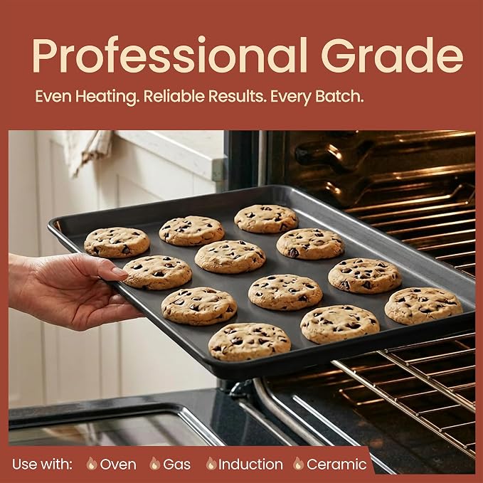 Bakken 8-Piece Ceramic Coated Bakeware Sets, Nonstick Aluminized Steel Pans with Muffin, Loaf, Cake, Roasting Pan, & Cooling Rack, Oven Safe Up To 500°F, Dishwasher Safe, BPA, PTFE & PFAS Free, Black