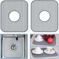 Bestjing 2 Pack Silicone Sink Protectors for Kitchen Sink with Center Drain, 13.58''x 11.6'' Non-Slip Heat Resistant Mat Grid for Bottom of Stainless Steel Porcelain (Center Hole)