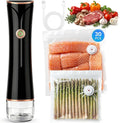 Compact Vacuum Sealer for Food with Visible Tank, Handheld Vacuum Sealer Machine, Includes 30 Reusable Bags, Seal Food 6X Fresh Longer, Wireless & Portable, Suitable for Kitchen and Travel, Black