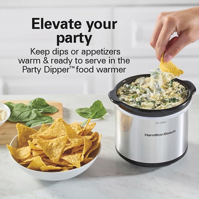 Hamilton Beach 7 Quart Stay or Go Portable Programmable Slow Cooker | 15 Cooking Options | Clip-Tight Glass Lid For Easy Travel | 20 oz Party Dipper | Dishwasher Safe Stoneware Crock | Silver
