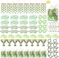 Vesici 73 Pcs Spa Sleepover Party Supplies Bulk Women 8 Sets Slumber Birthday Bridesmaid Gift Crochet Flower Glass Cup Eye Mask Hair Ties Gift Bag Bracelets Scrunchies Headband(Cherry Blossoms,Green)