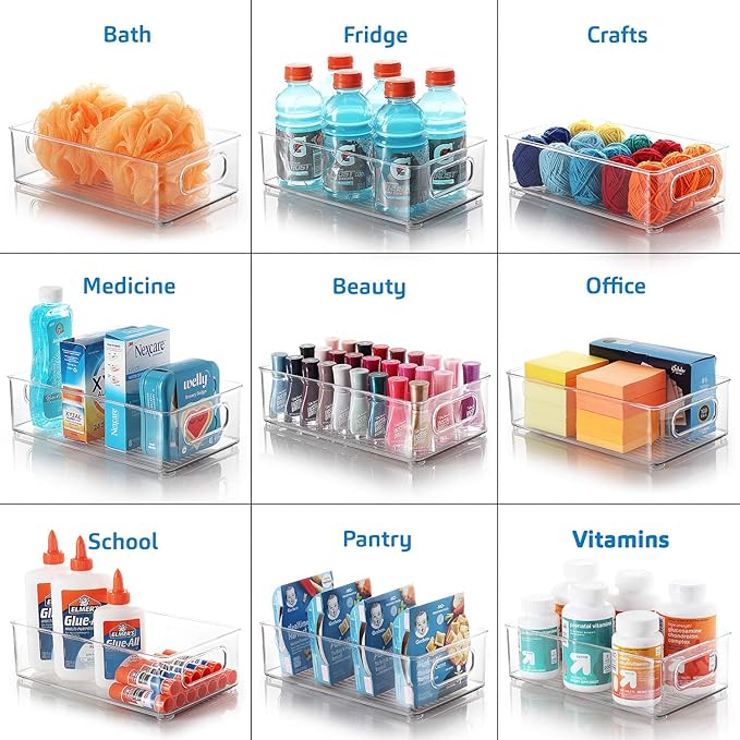 StorageBud Pantry Organization And Storage - Refrigerator Organizer Bins - Stackable Clear Fridge & Freezer Organizer Bins - Great Bins For Pantry, Storage, Organizer, Fridge, Freezer, & More