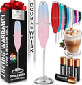 Zulay Kitchen Whisk Milk Frother with 4 Duracell Batteries - Powerful Handheld Foam Maker for Coffee, Lattes, Matcha, Hot Chocolate & Cappuccinos - Whip Creamy Froth in Seconds