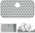 SAMSIER Silicone Sink Protectors Mats (13x11 & 14x12 & 16x12 & 18x16 & 19x14 & 21x16 & 22x13 & 25x16 & 26x14 & 28x14 & 30x16) for Bottom of Kitchen Sink (30”x16”, Rear Drain)