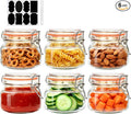 16 oz Glass Jars With Airtight Lids And Leak Proof Rubber Gasket,Wide Mouth Mason Jars With Hinged Lids For Kitchen,Glass Storage Containers 6 Pack