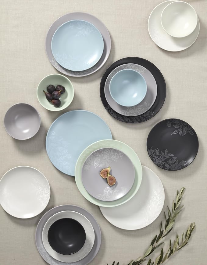 Oneida 897393 Roseto 12-Piece Dinnerware Set, French Blue