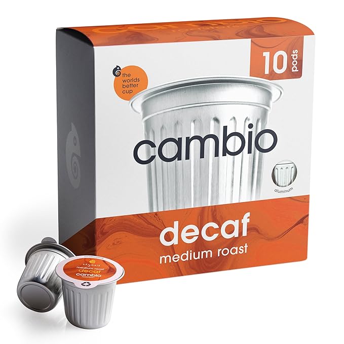 Cambio Roasters Organic Coffee Pods - Decaf Medium Roast, The Only Organic Recyclable Aluminum Coffee Pods, Small Batch Roasted, Keurig® Compatible, for Any Time of Day, Longer Lasting Freshness, 10 Count
