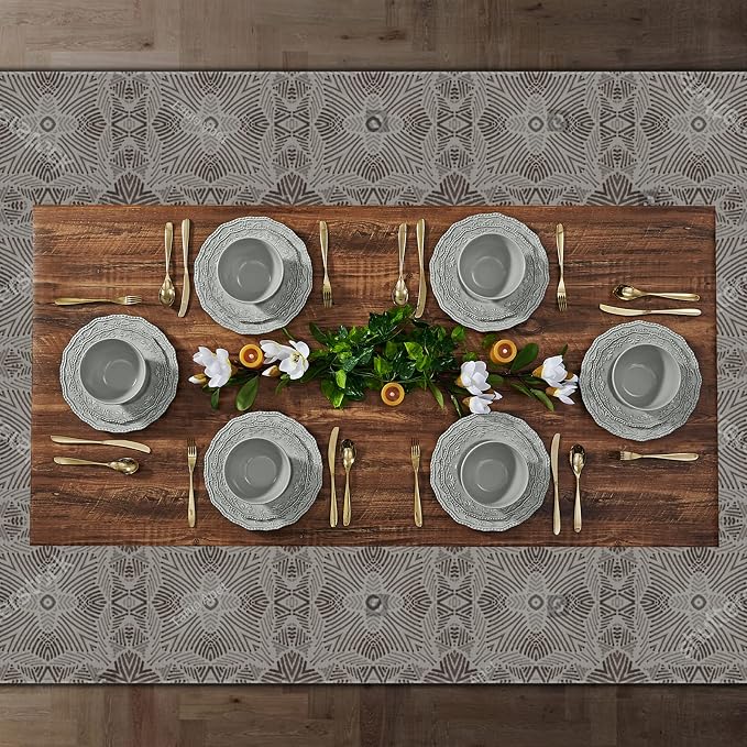 TP 18-Piece Dinnerware Set, Melamine Dishes Set with Bowls and Plates, Service for 6, Non-breakable Lightweight Dining Tableware, Grey