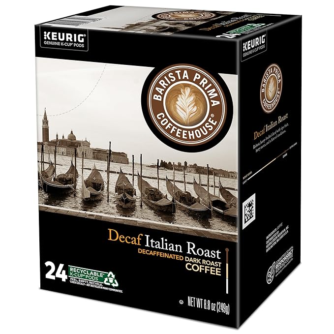 Barista Prima Coffeehouse, Italian Roast Decaf Keurig Single Serve K-Cup Pods, 96 count