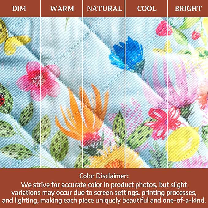 Maison d'Hermine Oven Gloves 100% Cotton Oven Mitt 7" x 13" with Loop Heat Resistant BBQ Cooking Gloves Baking Grilling Gifts for Mothers Day Spring/Summer (Pack of 1, Jardin D'Ete - Mint)