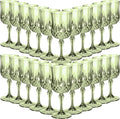 Sliner 48 Pcs 7oz Plastic Vintage Wine Glasses Drinking Goblets Unbreakable Crystal Water Glassware Reusable Diamond Champagne Flutes Cups for Wedding Banquet Birthday Party Supplies (Green)