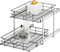 2 Tier Pull Out Cabinet Organizer - 17" W x 22" D Soft Close Slide Out Shelves with Shelf Liners - Pullout Drawers for Kitchen Cabinets, Pantry, Bathroom, Heavy Duty Steel Wire Baskets