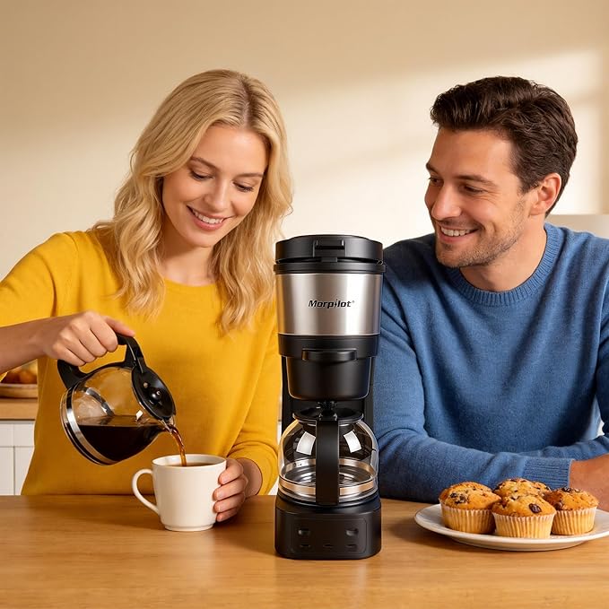 Morpilot 2-in-1 Capsule & Ground Coffee Maker Compatible with K-Cup coffee machine, 700 ml Water Tank, Digital Display, 4 Temperature Settings, Keep Warm, Reusable Filter, Compact Countertop Brewer