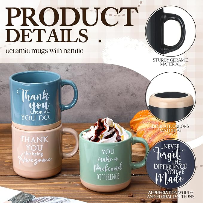 Didaey 30 Pcs Thank You Mugs Bulk Appreciation Gifts for Employee Coworkers Staff Teachers Motivational Ceramic Coffee Mugs Thank You Farewell Going Away Gifts for Coworkers(Classic)