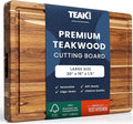 Teakhaus Carving Board with Juice Groove - Large (L) Teak Wood Cutting Board 20”L x 15”W x 1.5” Thick - Sustainably Harvested & FSC Certified - Knife Friendly with Beeswax Oil Finish