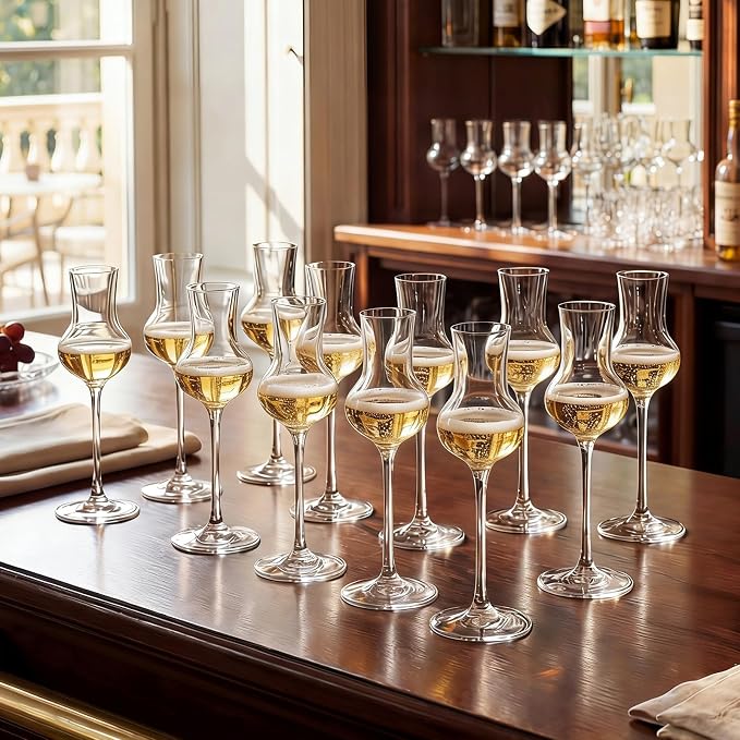 Remerry 3.5oz Grappa Glass, Set of 12 - Crystal Glass Stemware Spirit Glassware Tulip Shaped for Home and Restaurant Bar, Serving Liqueur, Champagne, Limoncello Cordial, Aperitif