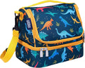 Wildkin Kids Two Compartment Insulated Lunch Bag – Keeps Food Hot or Cold, Easy-Clean Lining, Leak-Resistant & BPA-Free – Boys & Girls, Ideal for School, Travel & Daycare – Jurassic Dinosaurs