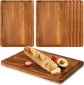 Roshtia 6 Pieces Acacia Wood Cutting Board 14" x 10" Kitchen Wooden Chopping Board Reversible Charcuterie Serving Tray Butcher Block Cutting Tray for Meat Cheese Vegetables Fruit(Fresh)