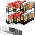 SpaceAid Pull Out Spice Rack Organizer, Heavy Duty Slide Out Seasoning Kitchen Organizer, Cabinet Organizer, with Labels, 7.7" W x10.75 D x10 H, 3 Drawers 2-Tier