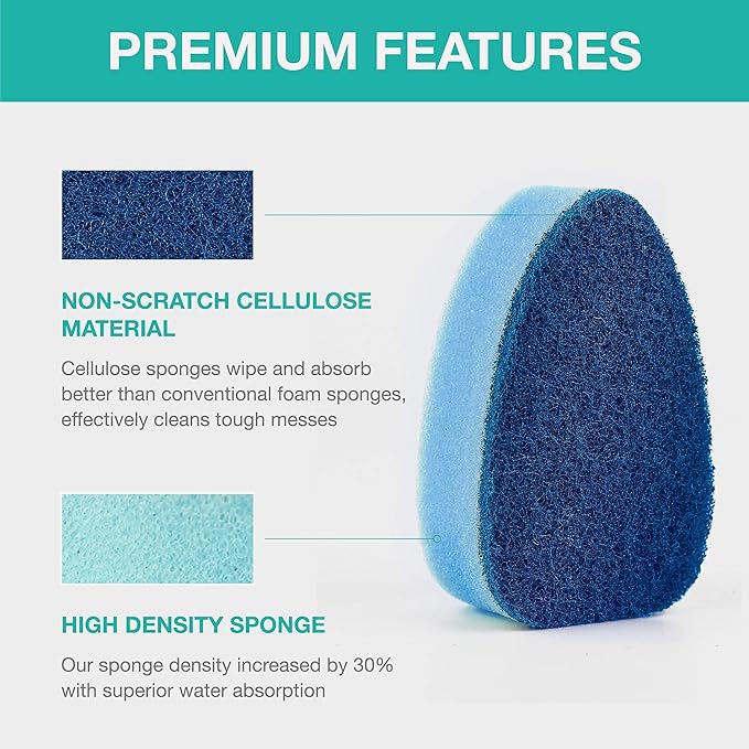 Non Scratch Dishwand Refills Handle, Dish Wand Refill Pack, 6 Heavy Duty Replacement Sponge Heads Set, Soap Dispenser Scrubbers, Dishwashing Scrub Dispensing Brush Pads, Dishwasher Cleaning Tool kit