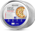 New Star Foodservice Restaurant-Grade Aluminum Pizza Pan/Tray, Wide Rim, 18 Inch, Pack of 6
