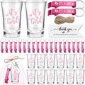 50 Sets Baby Shower Favor for Guests Acrylic Shot Glasses with Bottle Opener Keychains Thank You Tags and Bags Gender Reveal Party Favors for Guest Baby Shower Return Gift(Girl)