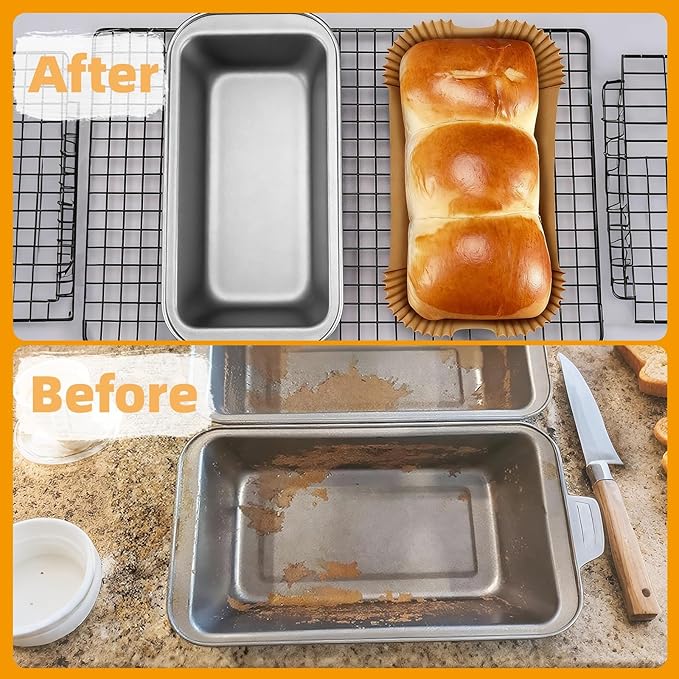 Loaf Pan Liners, 200Pcs Non-Stick Loaf Pans for Baking Bread 9x5, 2lb Disposable Parchment Bread Liners for Sourdough, Pound Cake, Banana Bread and More (Bottom Sizes: 8"× 4")