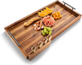 TIDITA 24" Large Charcuterie Tray with Handles, Extra Long Wooden Serving Cheese Boards - Serving Platter for Meat, Party Appetizers, Outdoor & Fruits Display (Acacia Wood)