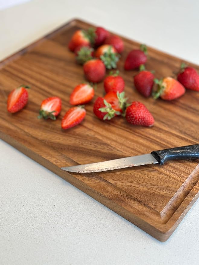 Walnut Wood Cutting Board – 15"x12" Butcher Block – Reversible Chopping Board with Juice Groove – For Meat, Cheese, Veggies, Charcuterie – Knife Friendly Kitchen Essential